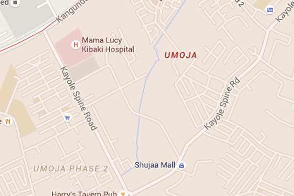 A map showing Umoja Estate in Nairobi County, where the bodyguard of Manyatta MP John Muchiri shot dead three suspected gangsters on November 8, 2015