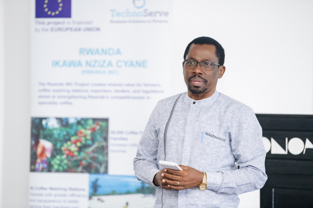 Francis Twagirayesu, Quality Assurance & Regulatory Division Manager at NAEB, outlined the challenges in adding value to Rwandan coffee. 
