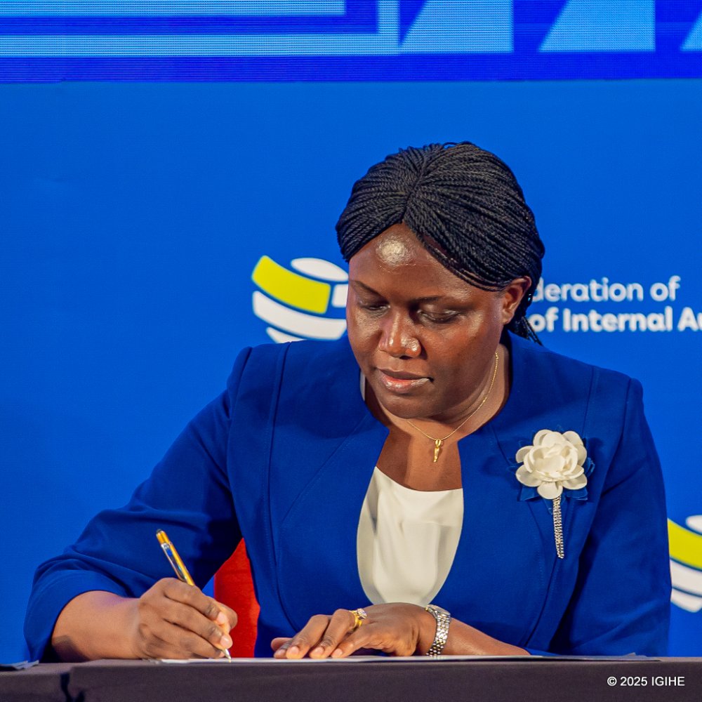 Ruth Doreen Mutebe, the Chairperson of the African Federation of Institutes of Internal Auditors (AFIIA) signed the agreement.