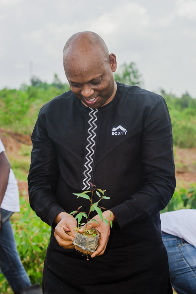 The Managing Director of Equity Bank Rwanda PLC, Hannington Namara was delighted to plant a tree in Kicukiro.