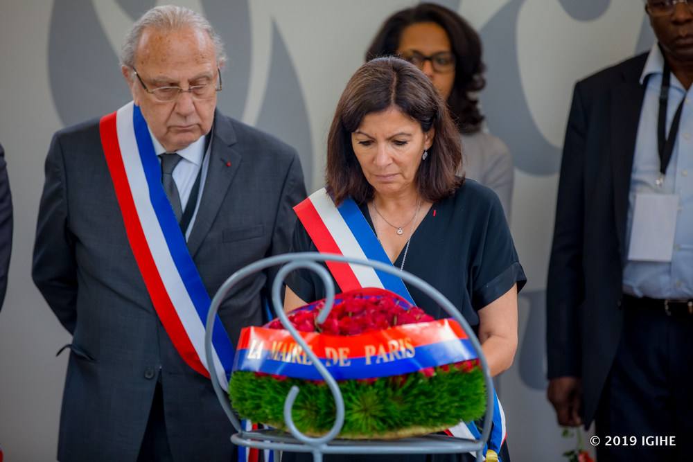 The mayor of Paris, France Anne Hidalgo laid wreaths at the mass graves