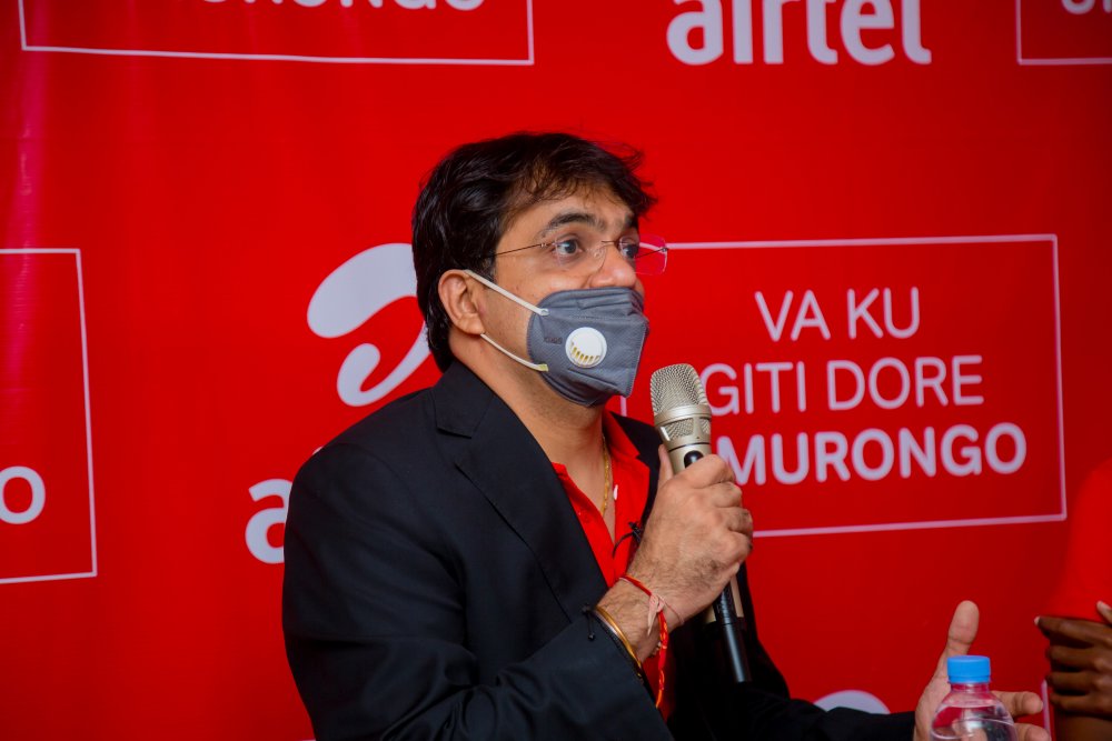 Airtel Rwanda MD, Amit Chawla speaking at the press conference