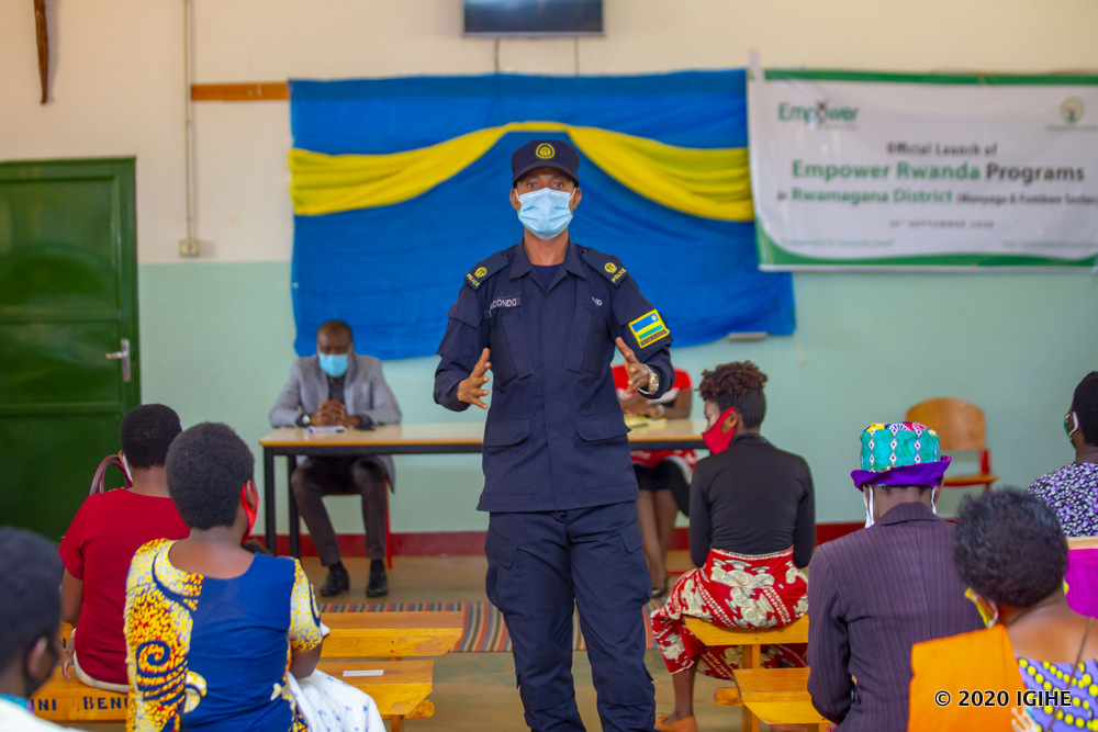 Rwamagana District Police Commander urges the girls to speak out problems they  face to be helped out. 