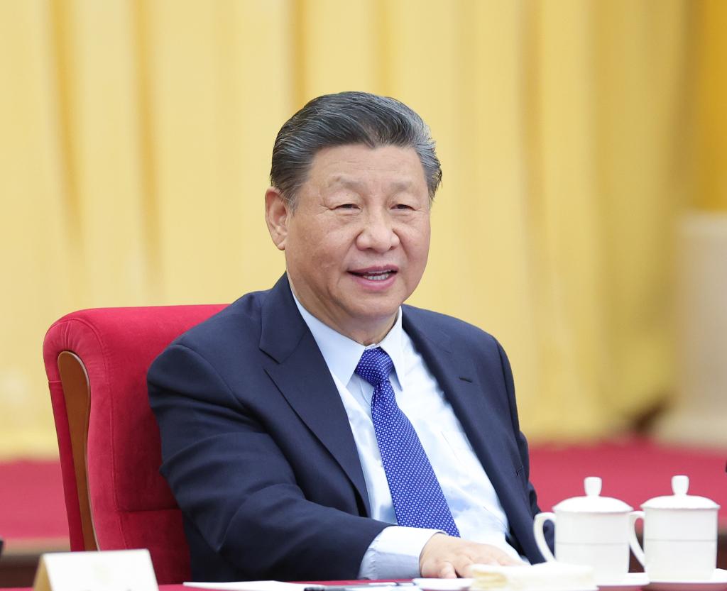 Chinese President Xi Jinping, also general secretary of the Communist Party of China (CPC) Central Committee and chairman of the Central Military Commission, visits national political advisors from the Revolutionary Committee of the Chinese Kuomintang, the sector of science and technology, and the sector of environment and resources, who are attending the second session of the 14th National Committee of the Chinese People's Political Consultative Conference (CPPCC) in Beijing, capital of China, March 6, 2024. Xi participated in their joint group meeting, and heard their comments and suggestions. (Photo by Sheng Jiapeng/Xinhua)