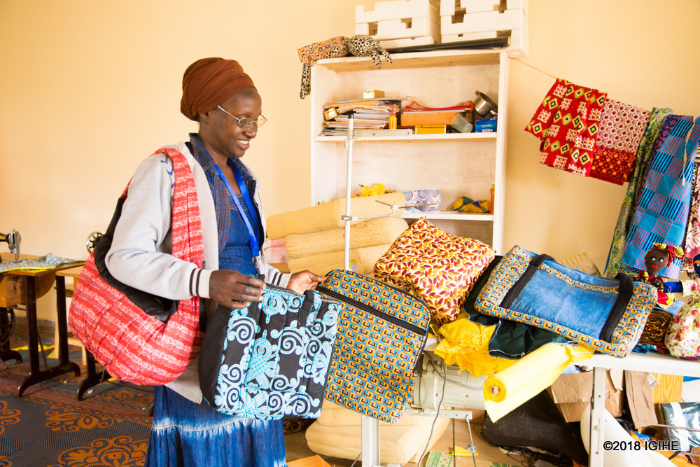 Women  from the community make handcrafts materials at the centre