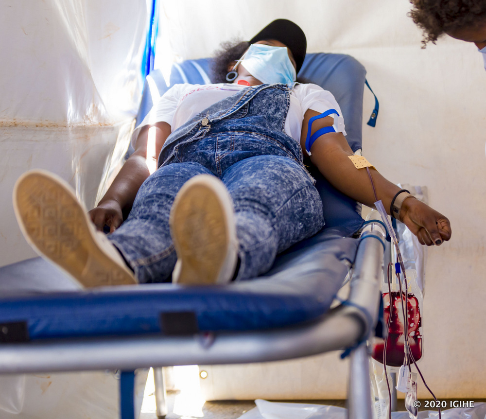 One of the participants in the blood donation event, Akingabire Marie Claire, donated blood