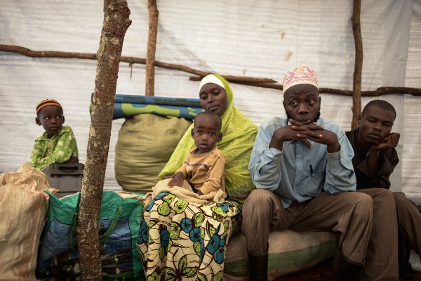 At Ndutu refugee camp in Tanzania, Abdul Yamuremye in his tent with his wife Hadija Umugure and their family fled violence in Burundi after their house had been attacked killing Abdul's two brothers, a friend who stayed with them and her three children.