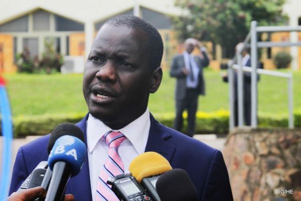 Dan Fred Kidega talking to the press