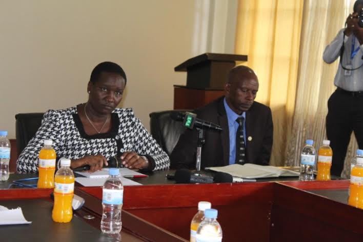 The Minister of Sports and Culture,IUwacu Julienne and Lt Col Rugambwa Patrice in a press briefing yesterday