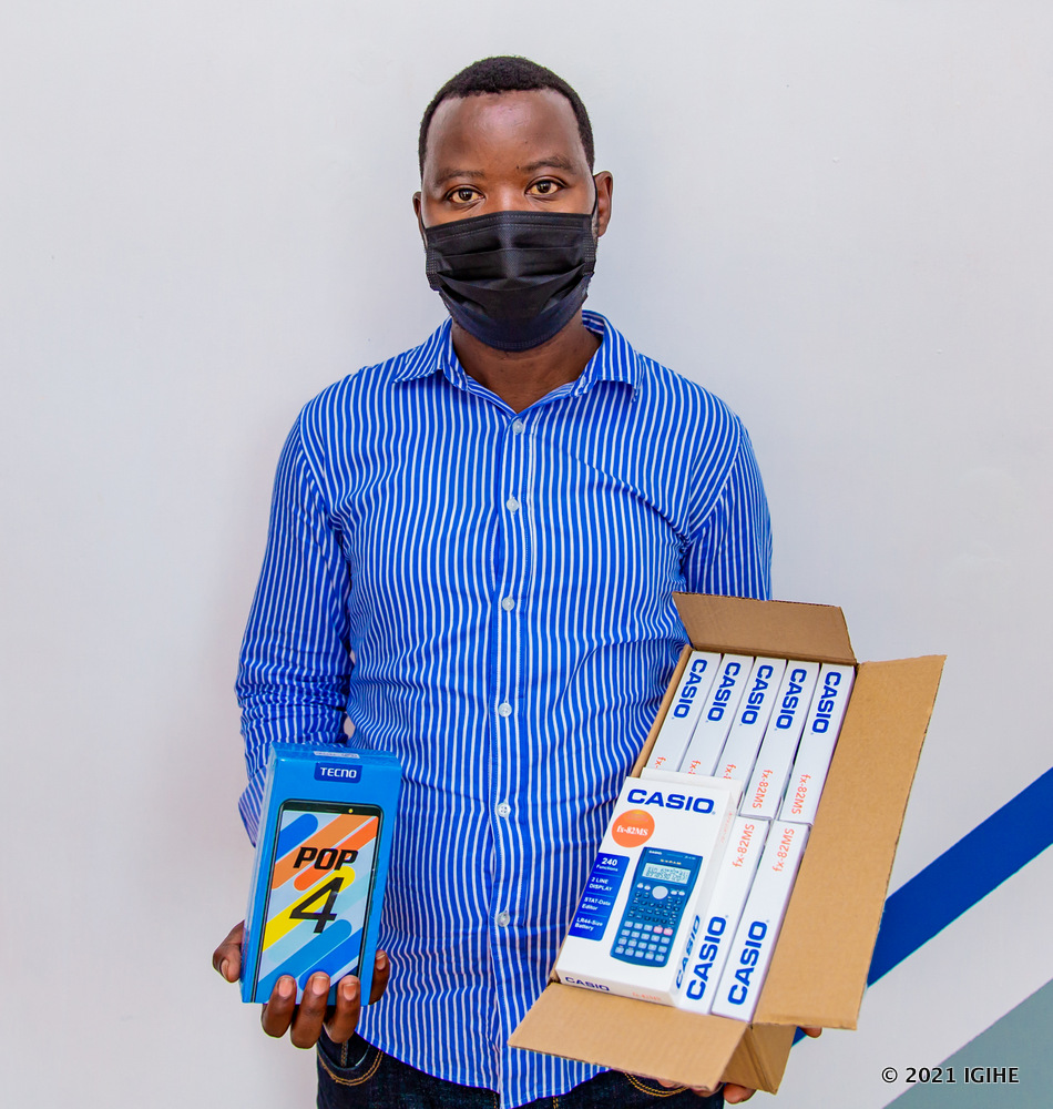 Uwizeyimana walked away with a smartphone and calculators.