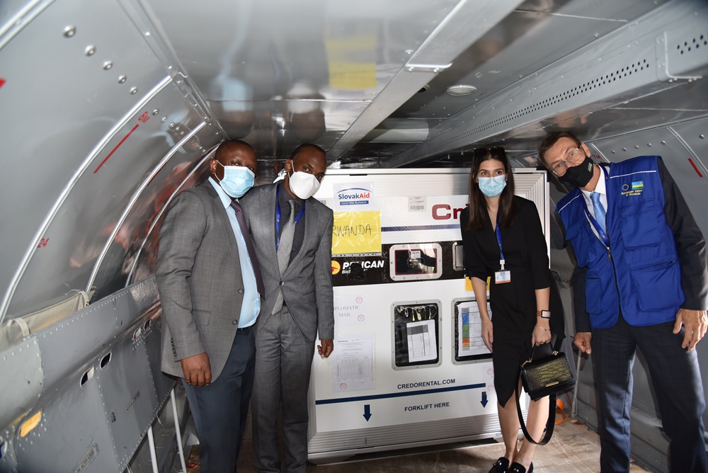 The shipment arrived at Kigali International Airport today morning.  
