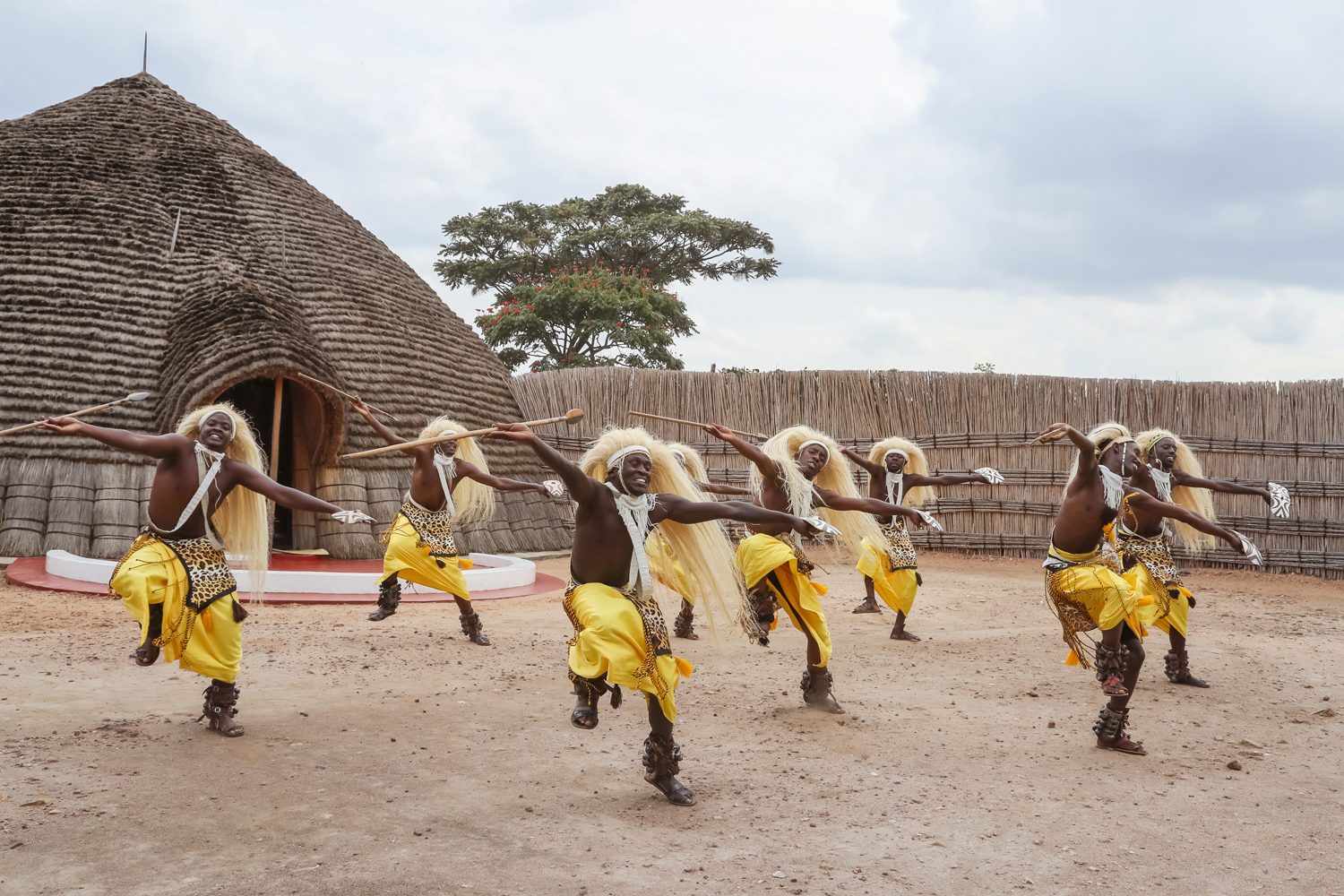 Rwandan traditional dancers entertain guests at the King’s Palace Museum.