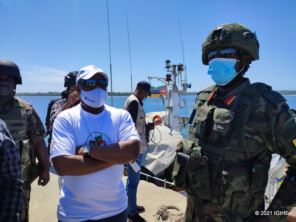 Brig Gen Pascal Muhizi who is commanding Rwandan troops deployed to Mocimbao de Praia accompanied the officials as their visited captured areas.