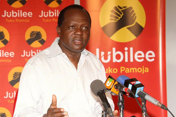 Jubilee Secretary-General Raphael Tuju. He termed the sentiments of Nasa leaders as "irresponsible and dangerous".