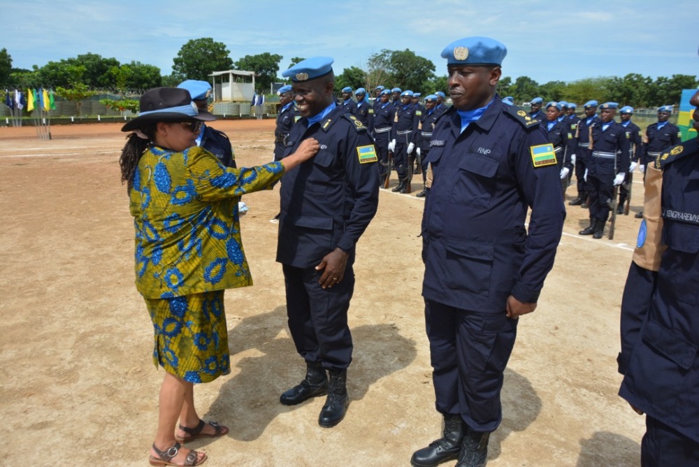 UNMISS Head of Field Office (HOFO) in Malakal Mrs. Hazel Dewet presided over the medal ceremony held in their base camp.