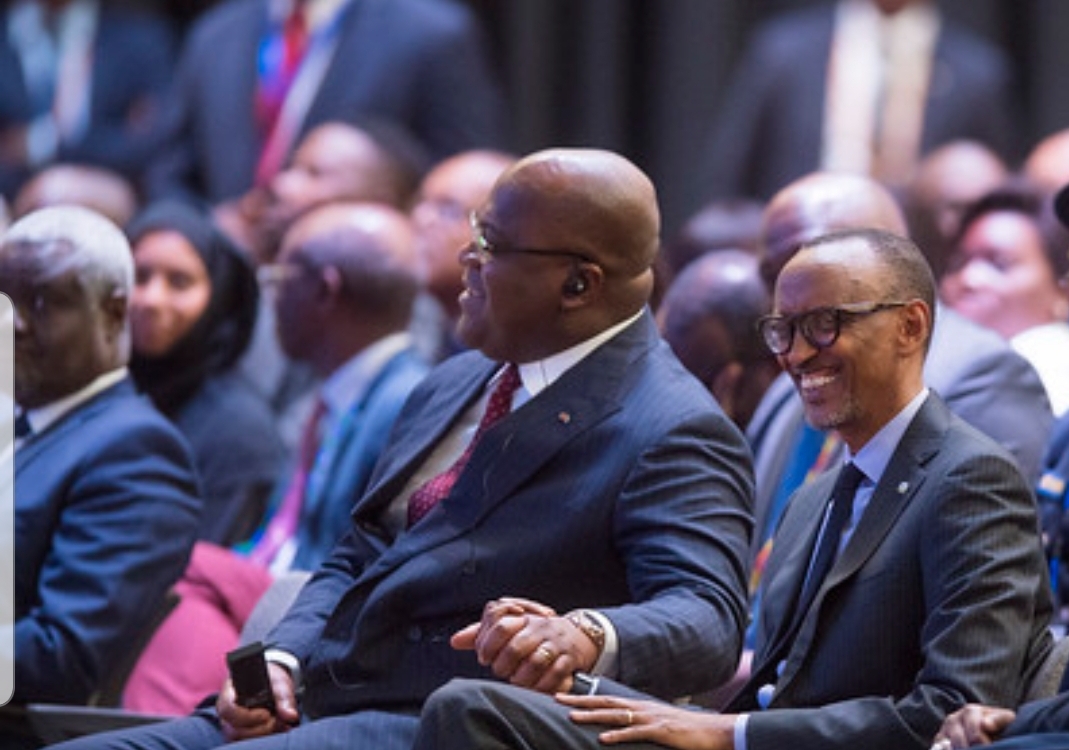 Rwandan President Paul Kagame with Democratic Republic of Congo President Felix Tshisekedi,