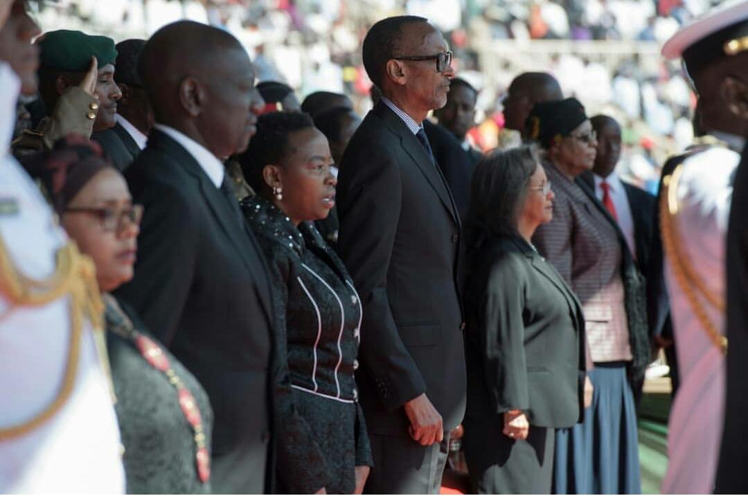 Presidents at the funeral service included Ismail Omar Guelleh of Djibouti, Salva Kiir of South Sudan, Kaguta Museveni of Uganda, President Paul Kagame and Yemi Osinbanjo, the vice president of Nigeria.