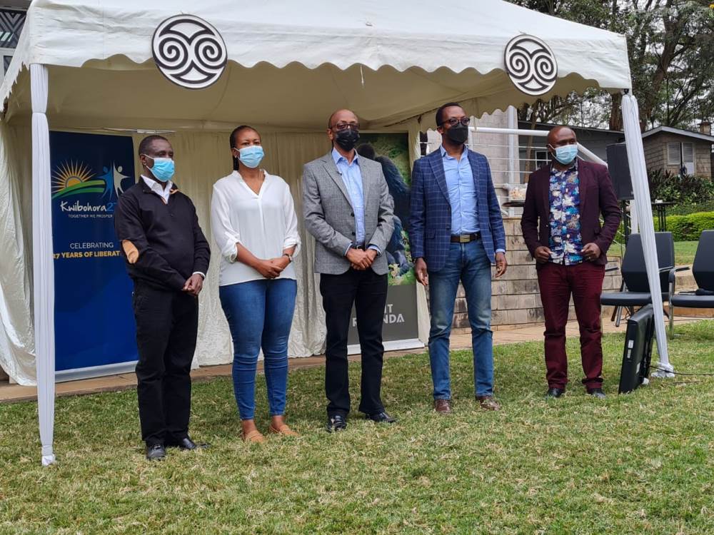 The High Commissioner of Rwanda to Kenya with the elected members of RPN Executive Comittee.