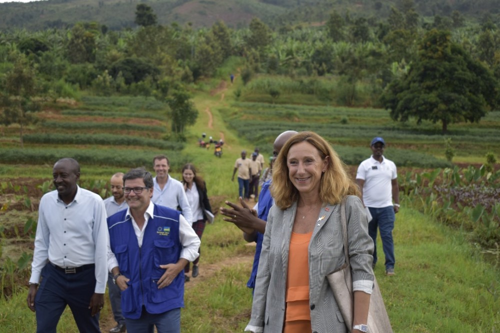 EU Commission Deputy Director-General and EU Ambassador to Rwanda with the mayor of Rwamagana District during the visit. 
