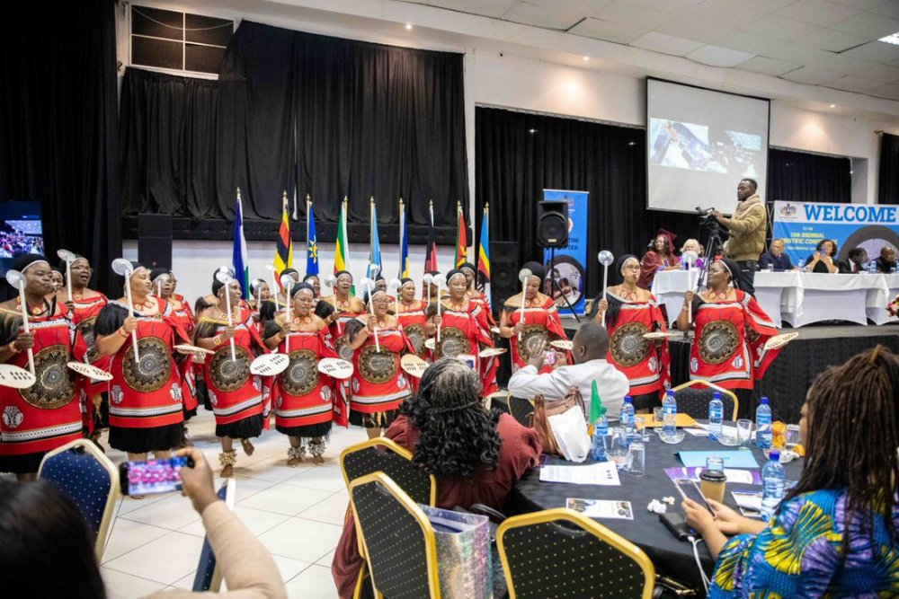 Traditional dance troops from eSwatini entertaining guests. 