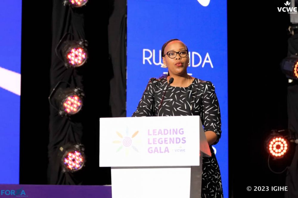 The Minister of Sports, Aurore Mimosa Munyangaju. 