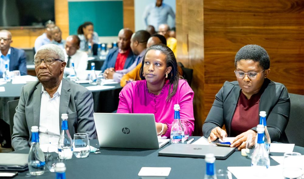 From left: Dr. Tavengwa Nhongo, Director of the Africa Platform for Social Protection; Angelique Kabeza, RCSP Executive secretary and Cyrilla Heyi, Programme Manager Child Rights Governance at APSP following presentations during the meeting. 
