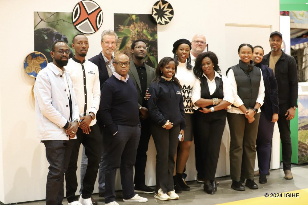 Participants from Rwanda in a group photo as the international tourism fair was wrapped up. .