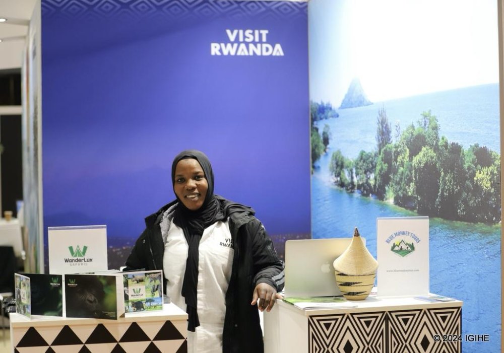 Janat Kamwesiga from Wanderluxe Safaris at the tourism trade fair.