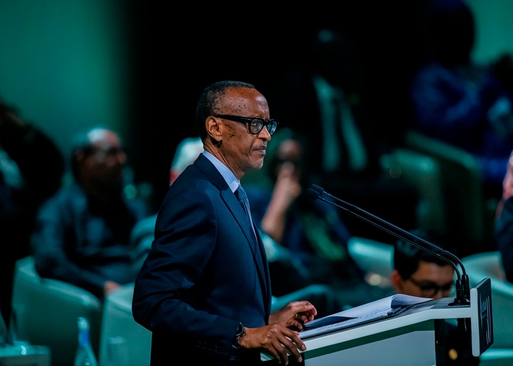 President Paul Kagame speaking during the 30th commemoration of the 1994 Genocide against the Tutsi on Sunday, April 7, 2024.