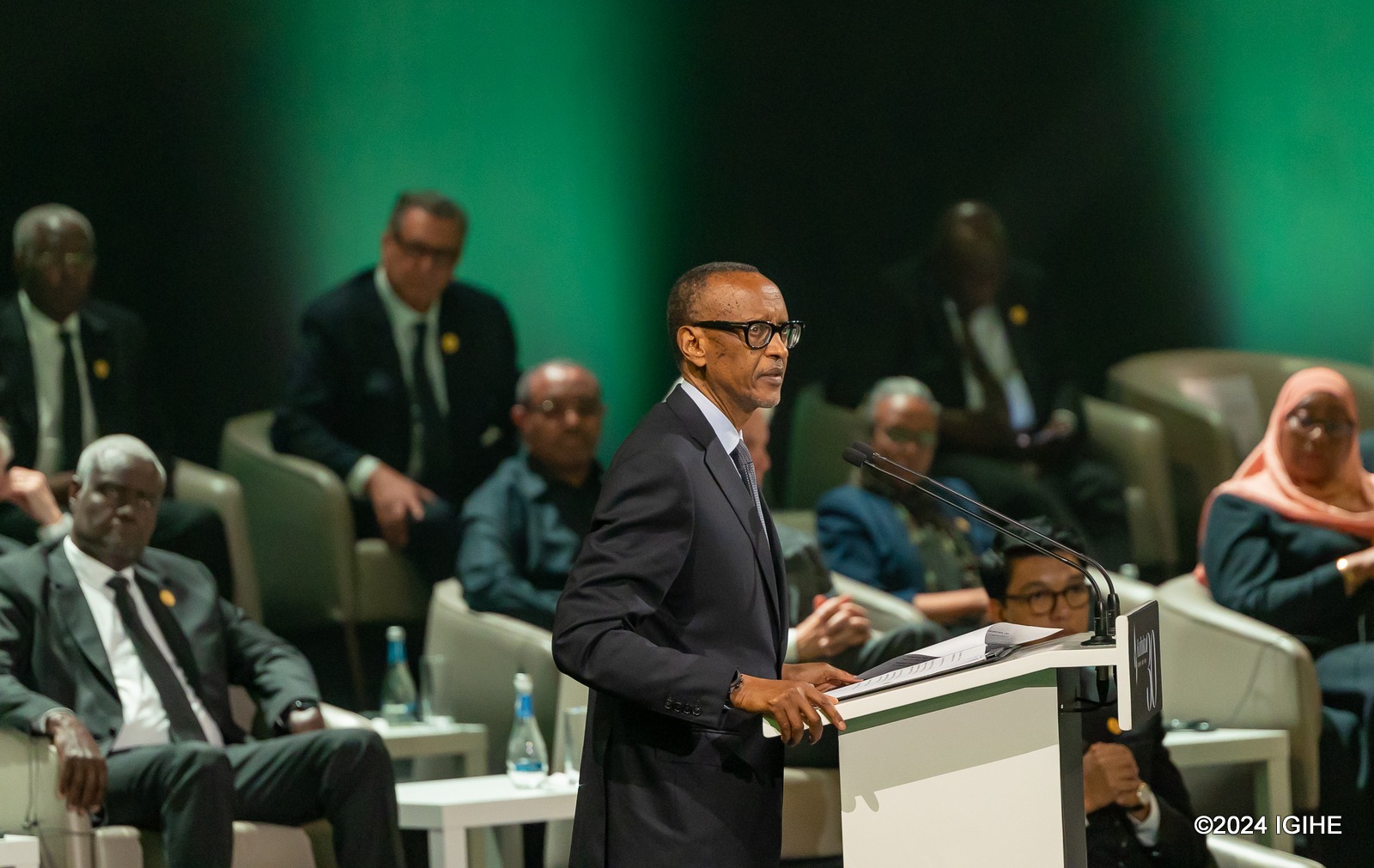 President Paul Kagame during the 30th commemoration of the Genocide against the Tutsi dubbed 'Kwibuka30' on Sunday, April 7, 2024.