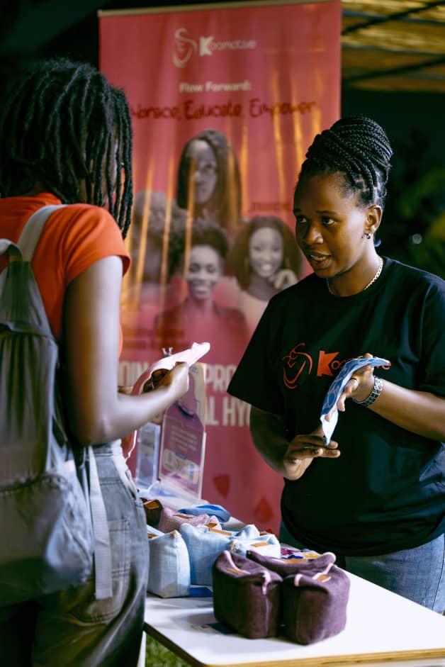 A team Member Of Kosmotiv Explaining about Reusable Sanitary Pads