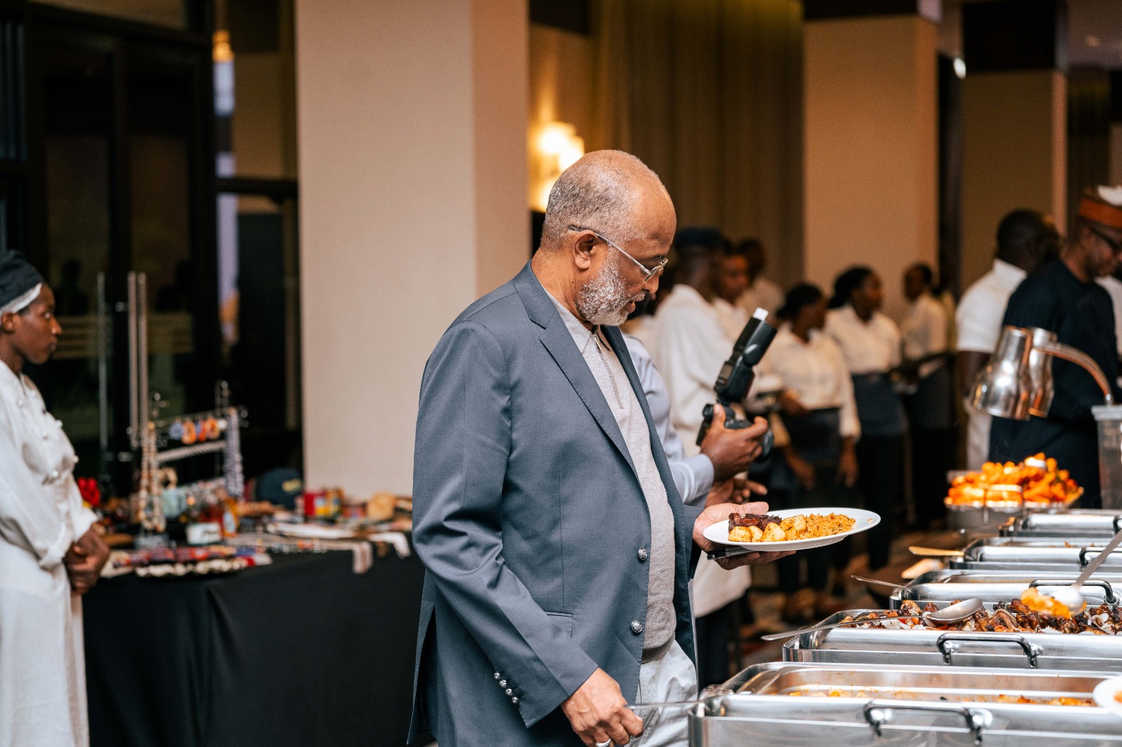 There was a big dinner with lots of food and drinks that reflected the diverse tastes of Africa.