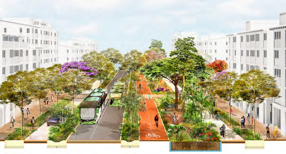 The Kigali Green City is a sustainable and affordable development project featuring eco-friendly buildings that utilize renewable energy, recyclable materials, and are constructed with locally sourced materials. 