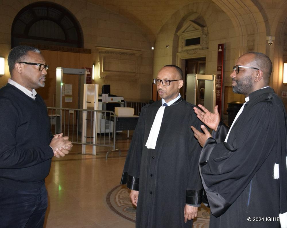 Lawyers Richard Gisagara and André-Martin Karongozi in an nterview with IGIHE in Paris following the court's verdict.