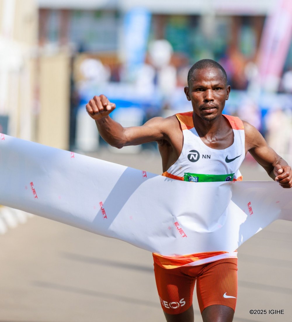 Korir crossed the finish line at Amahoro Stadium in a time of 2 hours, 18 minutes, and 26 seconds, narrowly ahead of compatriot Kipkirui Langat (2:19:00).