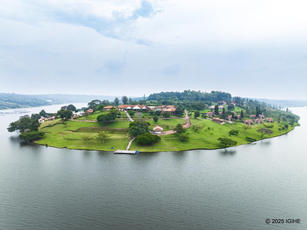 From a distance, Muhazi Beach Resort appears as though it’s perched on an island due to its hillside location.