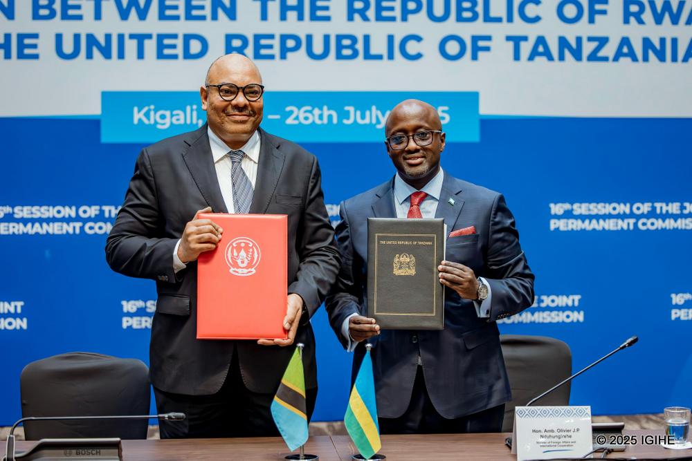The agreements were signed by Rwanda’s Minister of Foreign Affairs, Amb. Olivier Nduhungirehe and his Tanzanian counterpart, Amb. Thabit Mhamoud Kombo. Both ministers emphasised that the cooperation is driven by shared goals of national development, improved livelihoods, and regional progress.