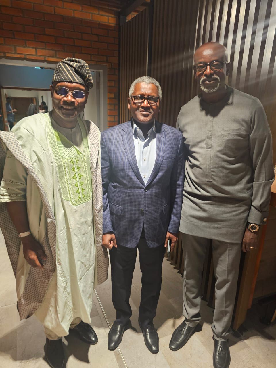 RTRL CEO Muyiwa Omololu met with Aliko Dangote during the official opening ceremony of Zaria Court, held in Kigali on July 28, 2025, where they held discussions.