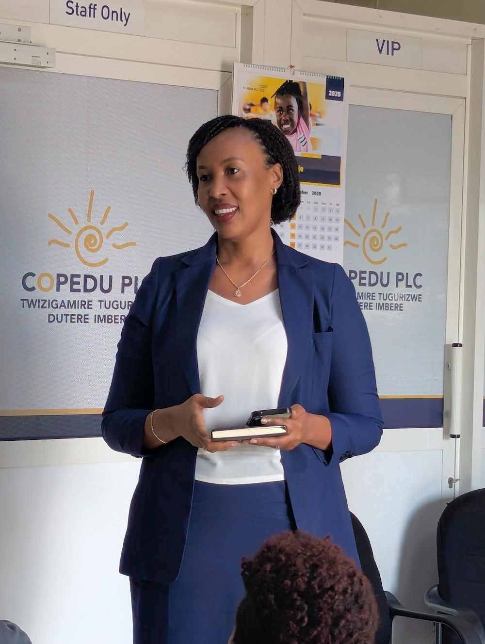 CEO Raïssa Muyango highlights the importance of providing top-notch service, emphasizing that it is the duty of every COPEDU Plc employee.