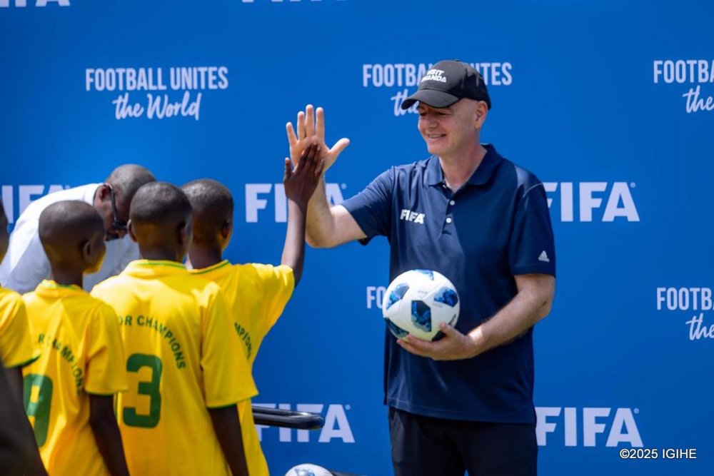Infantino interacting with participating children at the festival.