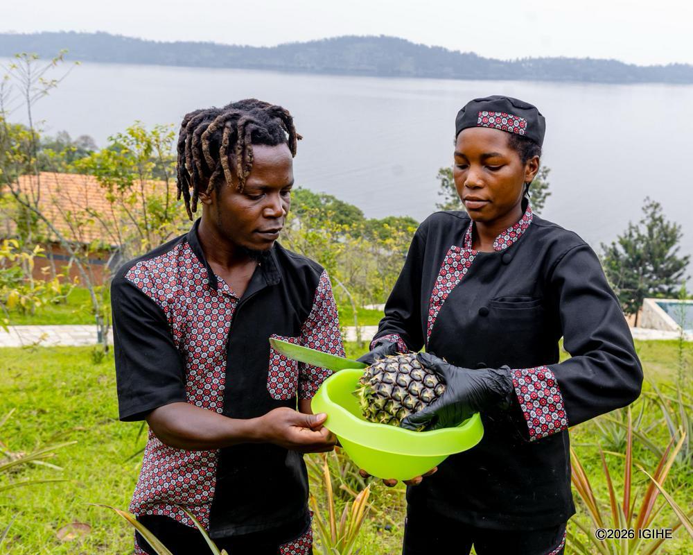 Umutuzo Lodge grows locally suited fruits, including pineapples.