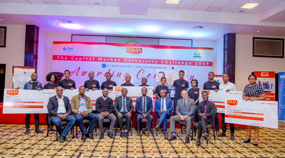 Winners of the 2019 Capital Market University Challenge in a group photo with officials