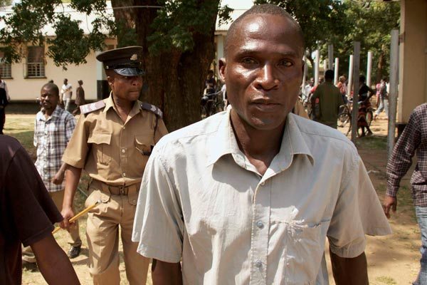 Eric Aniva arriving at the Magistrate Court in Nsanje.