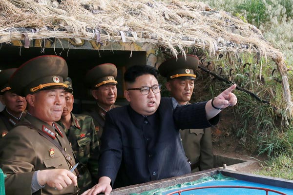 North Korean leader Kim Jong-Un (C) inspecting the defence detachment on Jangjae Islet and the Hero Defence Detachment on Mu Islet located in the southernmost part of the waters off the southwest front. AFP photo