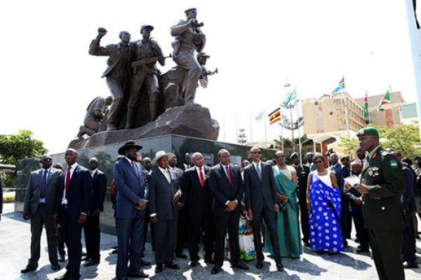 East African presidents join Rwanda President Paul Kagame during Liberation Day celebrations.