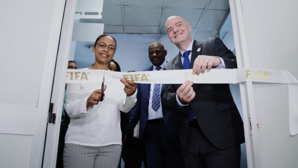 FIFA President Gianni Infantino (right) at the official inauguration of regional development office in Addis Ababa, Ethiopia. 