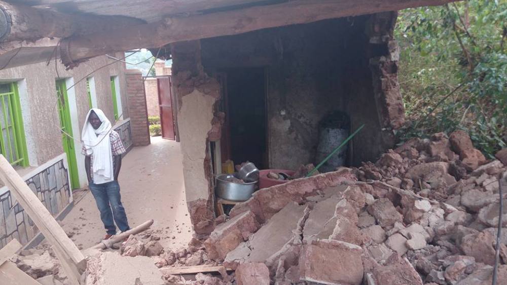 The truck  destroyed a house on the roadside 